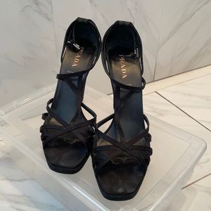 Prada satin strapped heel
